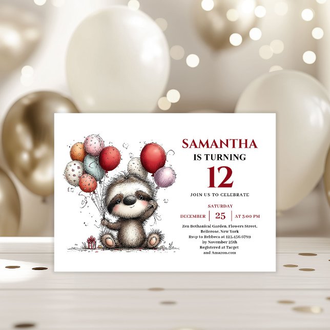 Snygga fantasifulla djur sengångare barn födelseda inbjudningar (Chic whimsical animals style kids birthday invitation

)