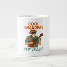 Snygga farfäder spelar ukulele kaffemugg