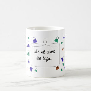 Snygga färgglada handväskor kaffemugg