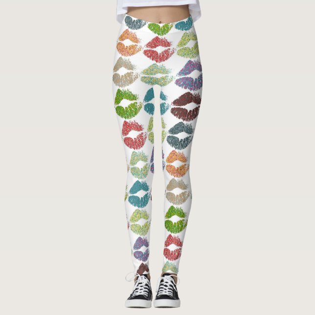 Snygga färgglada läppar #16 leggings (Framsida)