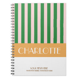 Snygga färgglada ränder Personlig monogram Anteckningsbok