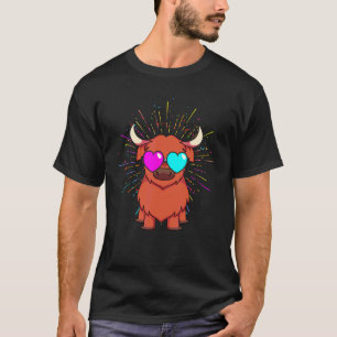 Snygga festdjurs solglasögon Skotsk Highland Ko T Shirt