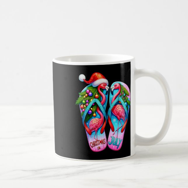 Snygga Flamingo Tofflor Tropisk Sommar Jul Kaffemugg (Höger)