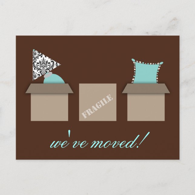 Snygga flyttkartonger flyttmeddelande postkort meddelande vykort (Framsida)