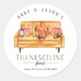 Snygga Friendsgiving Thanksgiving-middag Tack Runt Klistermärke