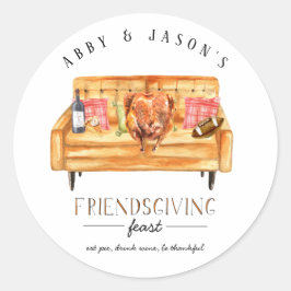 Snygga Friendsgiving Thanksgiving-middag Tack Runt Klistermärke