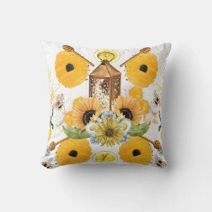 Snygga Garden Bee Sunblomma Kudde