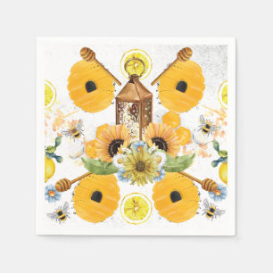 Snygga Garden Bee Sunblomma Pappersservett