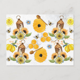Snygga Garden Bee Sunblomma Vykort