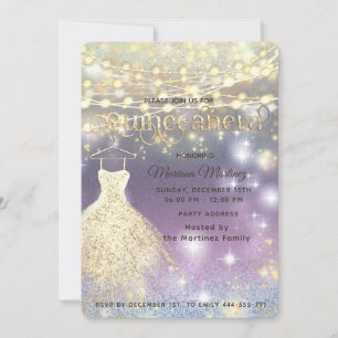 Snygga glitter eleganta strängljus guld glimmer  inbjudningar