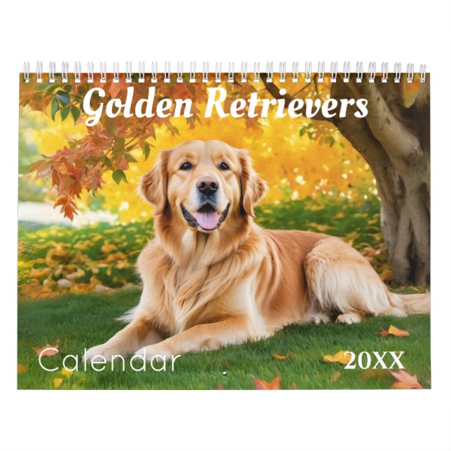 Snygga Golden Retrievers Hundälskares Wall Kalender (Omslag)
