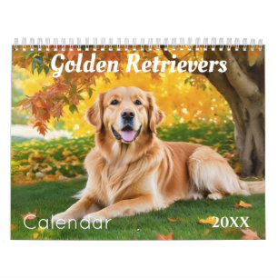 Snygga Golden Retrievers Hundälskares Wall Kalender