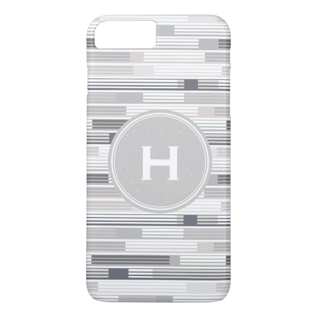 Snygga gråa ränder med eget monogram Case-Mate iPhone skal (Baksida)