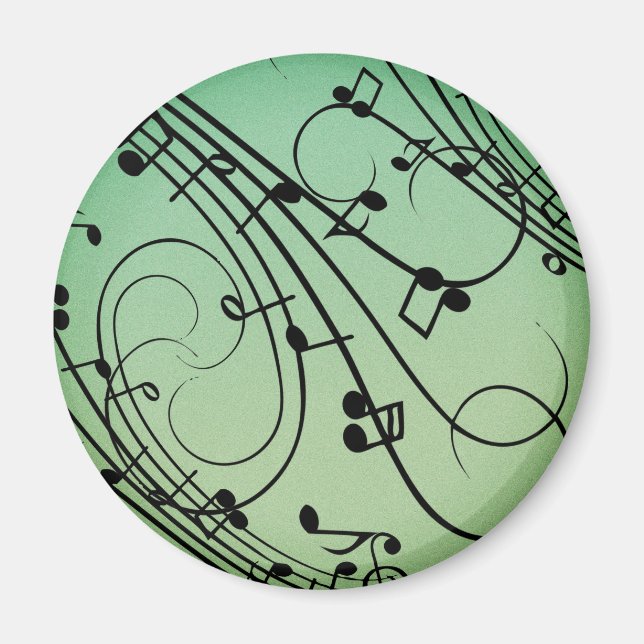 Snygga gröna noter musikdesign magnet (Framsidan)