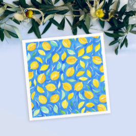 Snygga gula citrusfrukter Vattenfärg Lemon Mönster Pappersservett