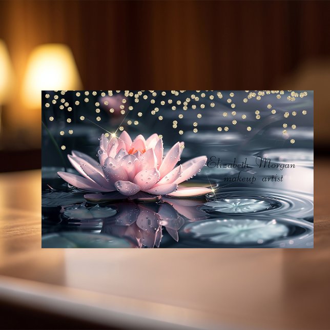 Snygga gulddiamanter Färgrik lotus blå Visitkort (Skapare uppladdad)