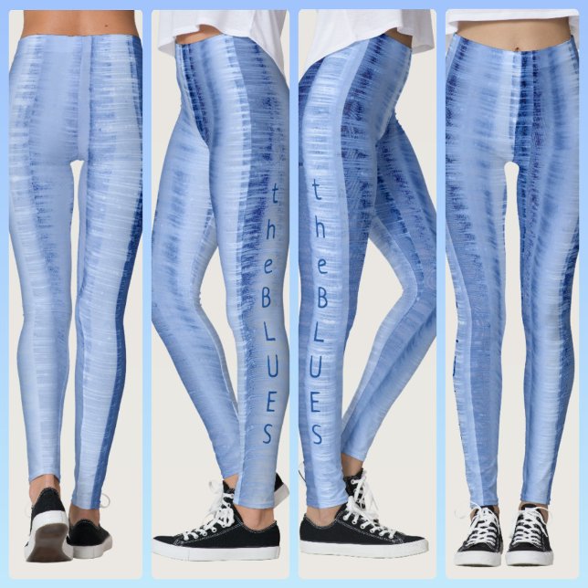 Snygga isblåa randiga chic leggings (Skapare uppladdad)