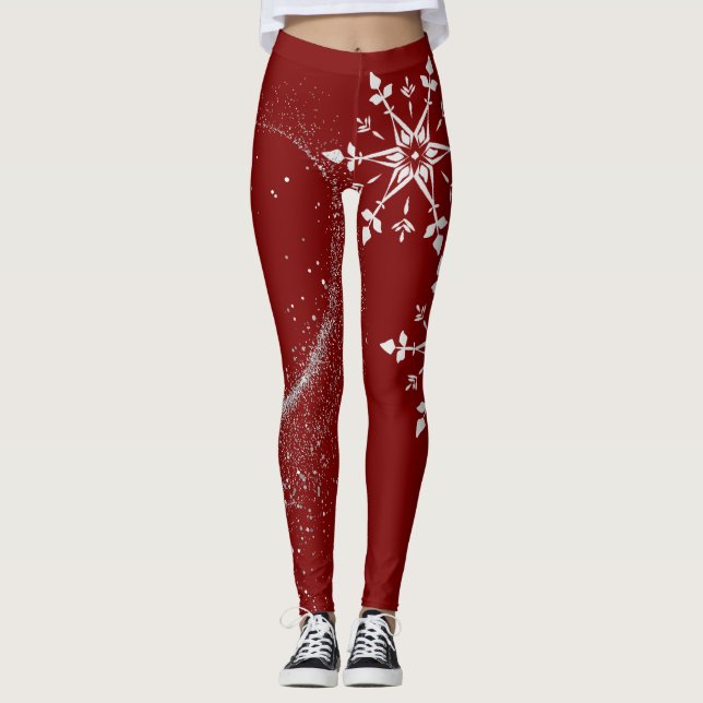 Snygga julröda leggings . (Framsida)