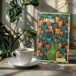 Snygga katters färgglada mönster anteckningsbok