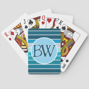Snygga klassiska blåa ränder med monogram casinokort