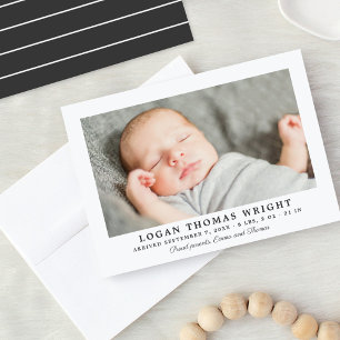 Snygga kolrandiga baby boy foto födelseannonser meddelande