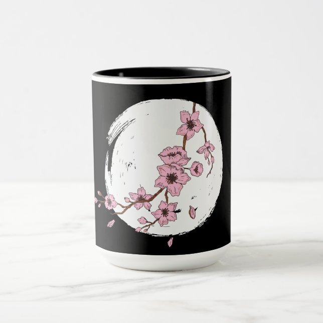 Snygga körsbär blommar måne mugg (Center)