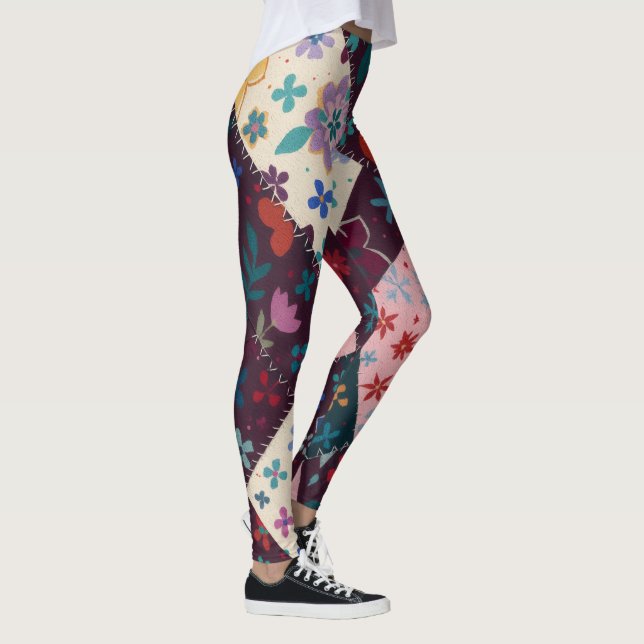Snygga lapptäcksleggings leggings (Höger)