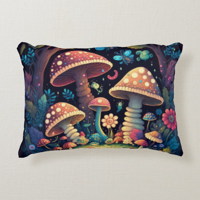 Snygga magiska svampar prydnadskudde (Framsidan)