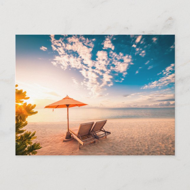 Snygga Maldives Beach Sunset Vykort (Framsida)