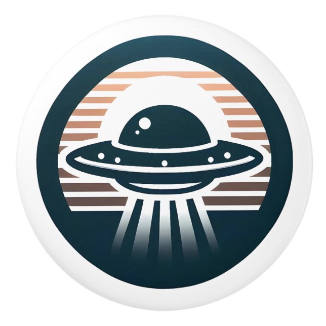 Snygga minimalistiska UFO för pojkar vid solnedgån Knopp (Framsidan)