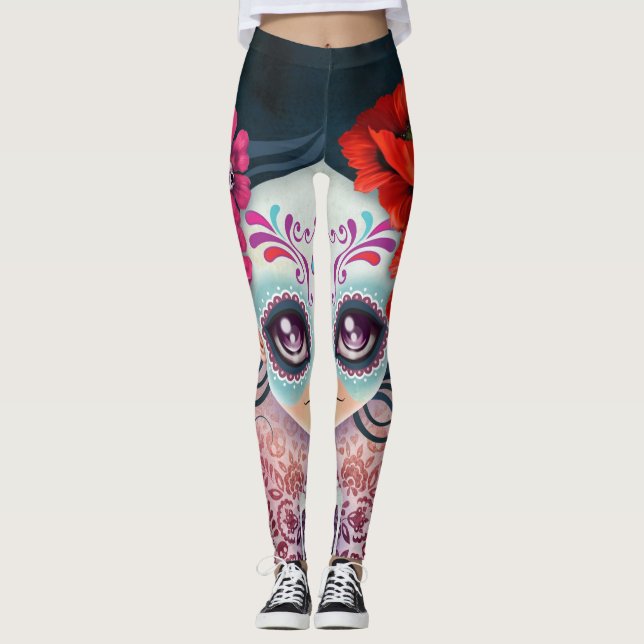 Snygga mönstrade designerleggings leggings (Framsida)
