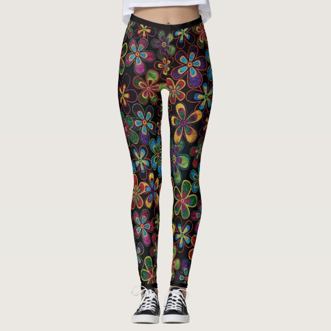 Snygga mönstrade designerleggings leggings (Framsida)