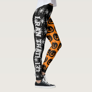 Snygga orange och svarta spindlar och pumpor leggings