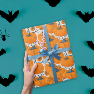 Snygga Orange Pumpaplatta Söt Halloween-design Presentpapper