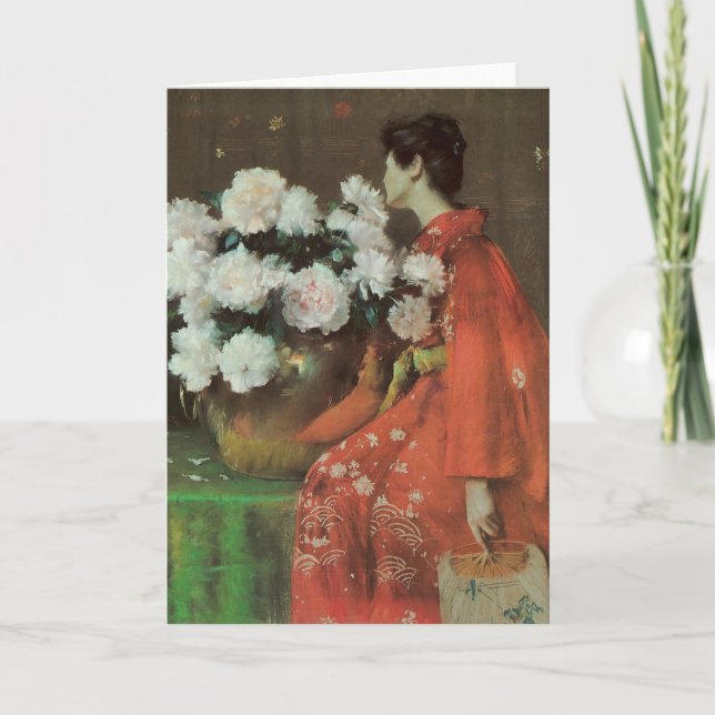 Snygga Peonies av William Merritt Chase Kort (Framsida)
