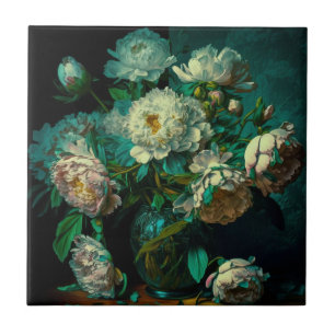 Snygga Peony Flowers Kakelplatta