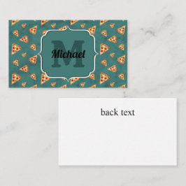 Snygga pizzaskivor vintage teal mönster Monogram Visitkort