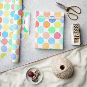 Snygga Preppy Sommarfärger Prickmönster Presentpapper