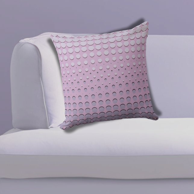 Snygga regelbundna strängar av lila prickar Mönste Kudde (Stylish Shades of Purple Halftone Dots Throw Pillow)