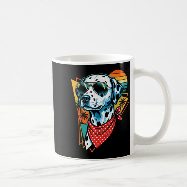 Snygga Retro Dalmatiner Hund Solglasögon Strand So Kaffemugg (Höger)