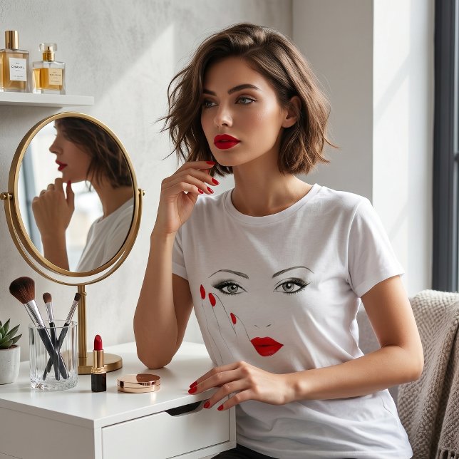 Snygga röda läppar och naglar: djärv skönhet minim t shirt (Skapare uppladdad)