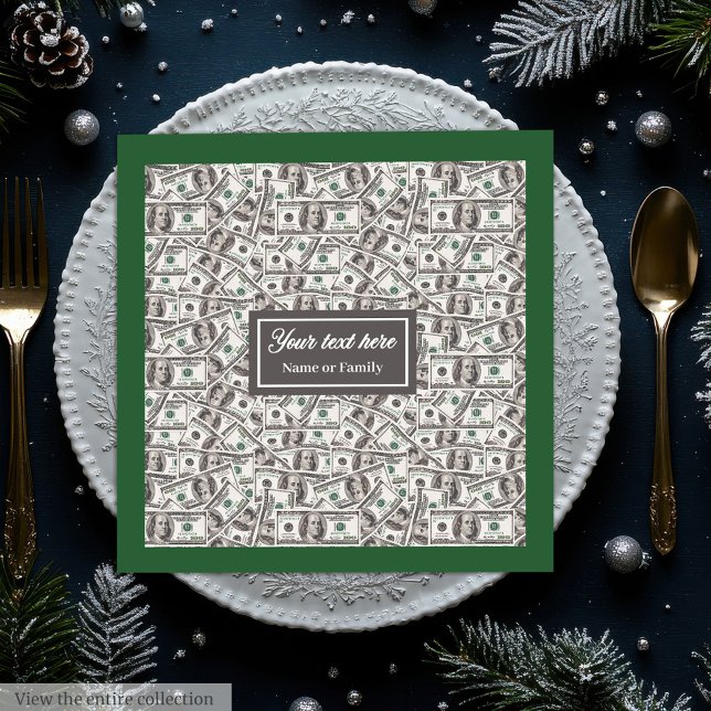 Snygga roliga presentmonogram dollar mönster serve pappersservett (Stylish funny gift monogram dollar pattern napkins)