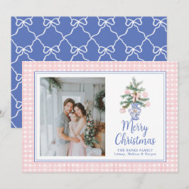 Snygga rosa julgransprydnader i vattenfärg julkort