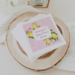 Snygga Rosa Kakel Citroner Flick Baby Shower Fest Pappersservett