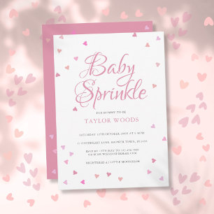 Snygga Rosa Kärlekshjärtan Baby Sprinkle Shower Inbjudningar
