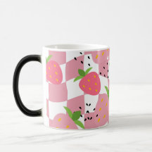 Snygga rosa köksjordgubbar rutig design