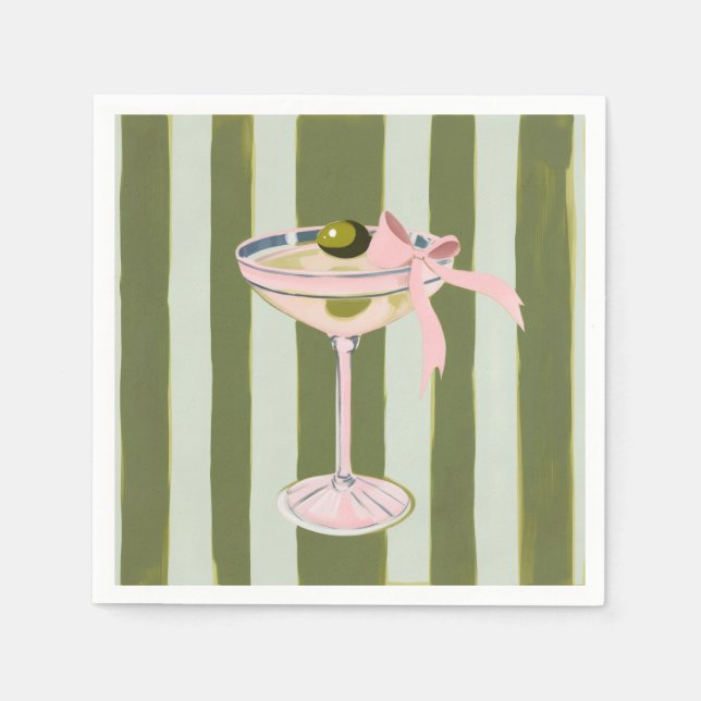 Snygga rosa Martini Cocktail servetter (Framsidan)