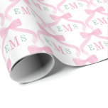 Snygga rosa och gröna monogramband Babyflicka Presentpapper<br><div class="desc">Denna bedårande presentförpackningsdesign har en handmålad rosa vattenfärgsbåge med 3 bokstäver monogram i rosa och grönt som du kan anpassa med initialerna för den lyckliga mottagaren.</div>