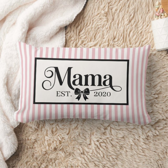 Snygga rosa randiga minimalistiska mamma anpassad lumbarkudde (Filt)