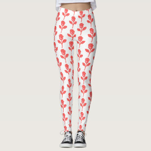 Snygga Rosa Rosor Trendiga Leggings